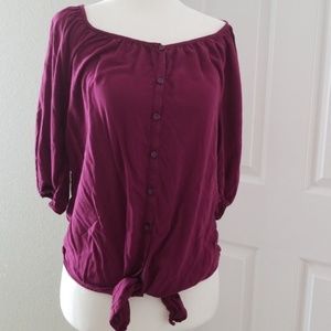 Old Navy 3/4 Bubble Sleeve Top w/Tie Waist Detail